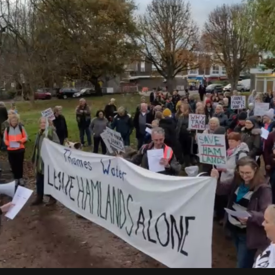 Campaigners organised a spirited march to the Hawker Center consultation event with Thames Water