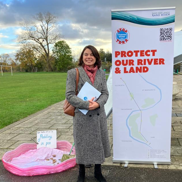 Sarah Olney, MP for Richmond Park, supports the campaign at the Hawker Center consultation with Thames Water